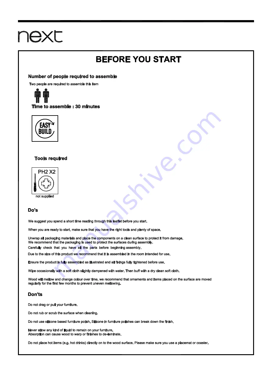 Next SELBY CO ORD TALL WIDE SHELVING Assembly Instructions Manual Download Page 2