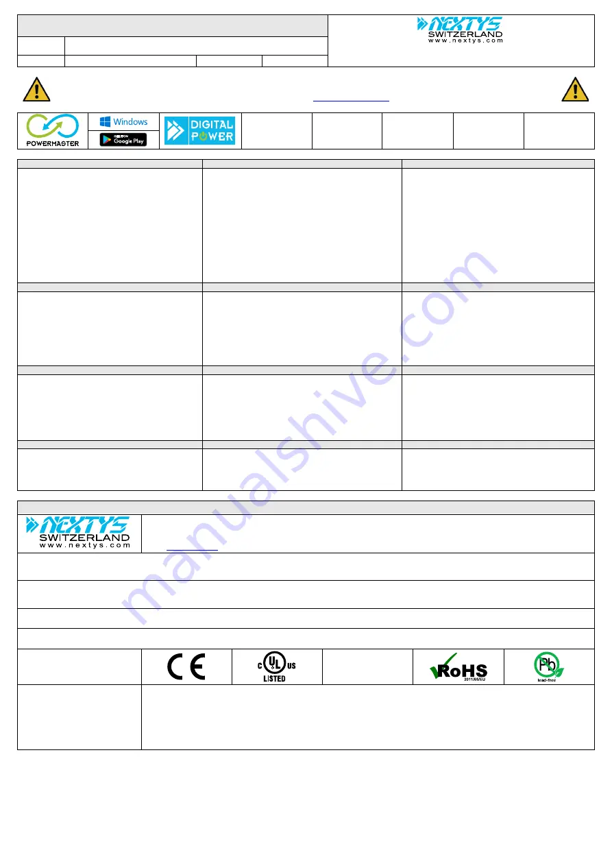 nextys DCW20 Short Form Installation Manual Download Page 1