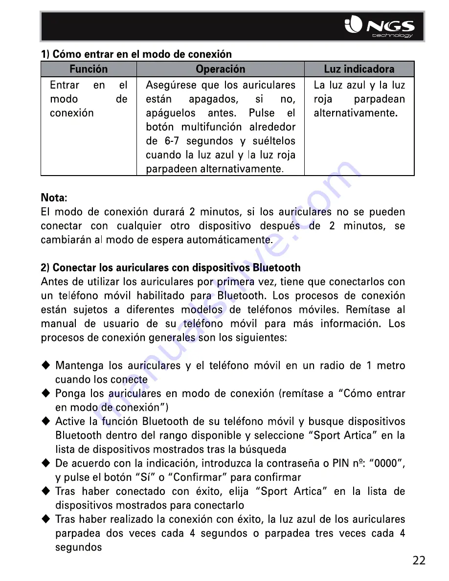 NGS Sport Artica User Manual Download Page 22