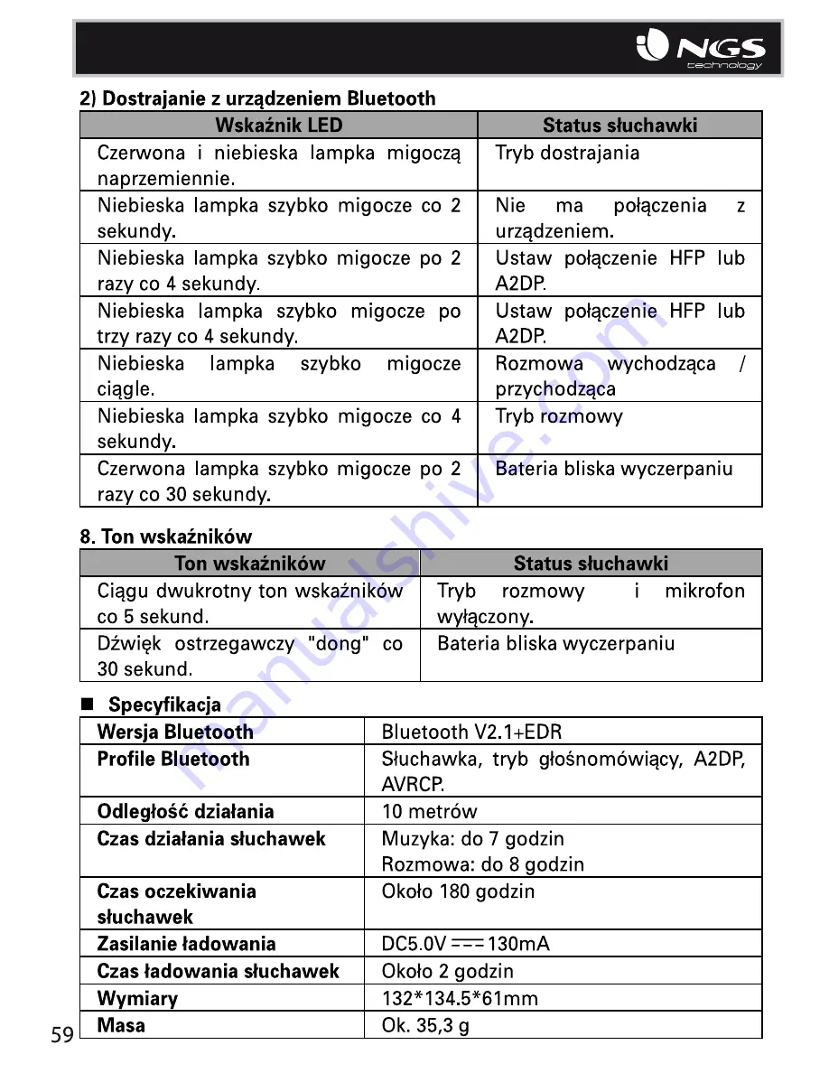 NGS Sport Artica Скачать руководство пользователя страница 59