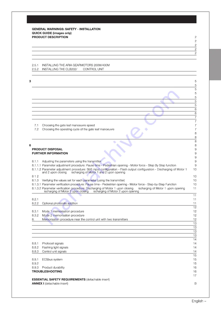 Nice ARIA Instructions And Warnings For Installation Download Page 2