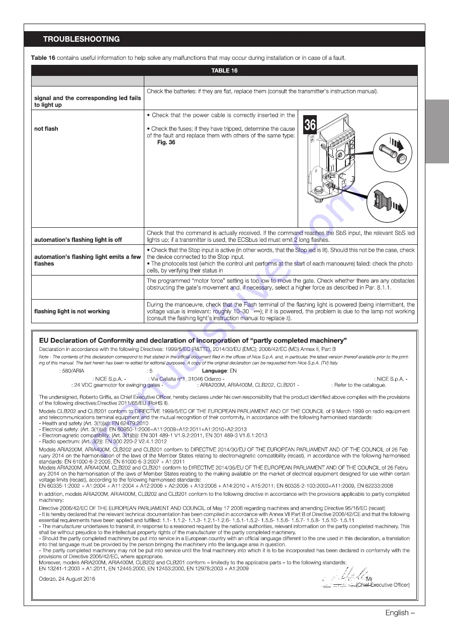 Nice ARIA Instructions And Warnings For Installation Download Page 28