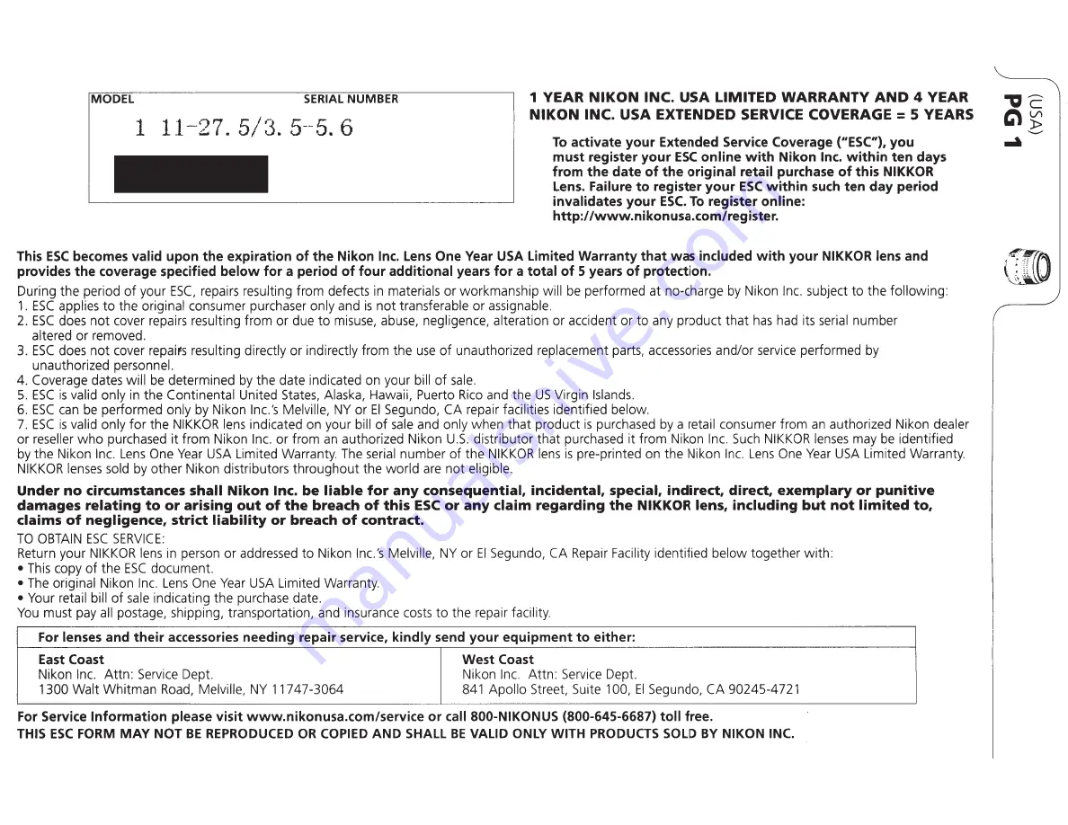 Nikon 1 NIKKOR 11-27.5mm f/3.5-5.6 User Manual Download Page 7