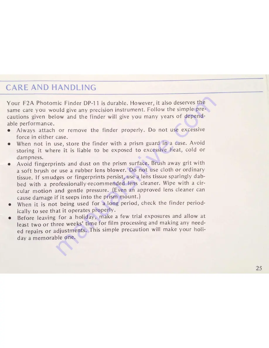 Nikon F2A Photomic DP-11 Instruction Manual Download Page 25