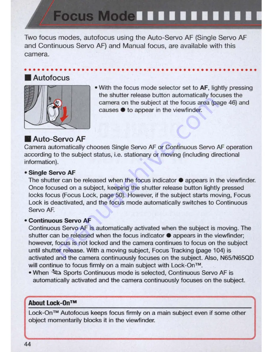 Nikon N65 Instruction Manual Download Page 44