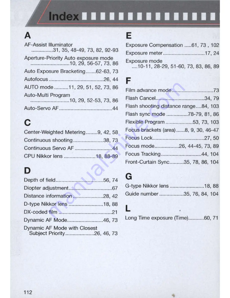 Nikon N65 Instruction Manual Download Page 112