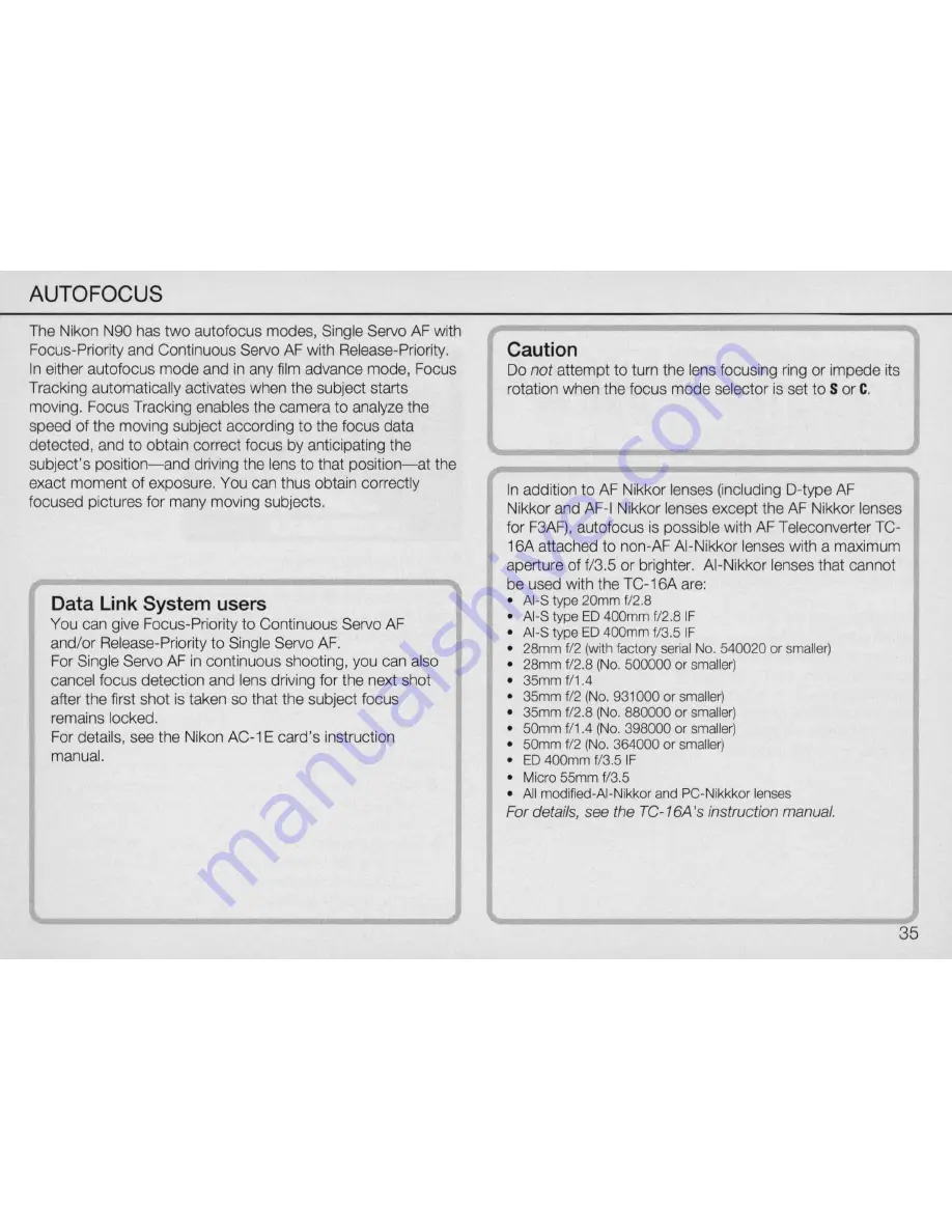 Nikon N90 AF Скачать руководство пользователя страница 35