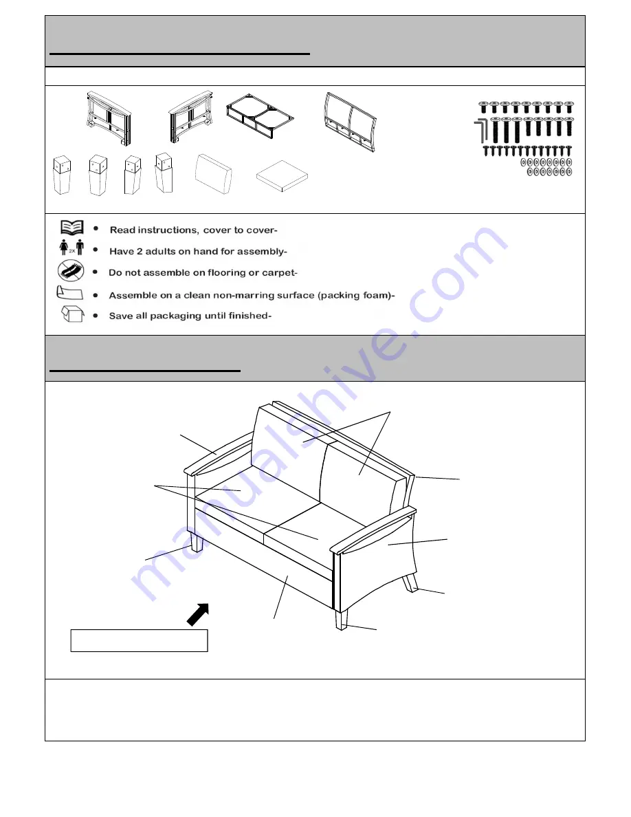 Noble House Home Furnishings Love seat Скачать руководство пользователя страница 3