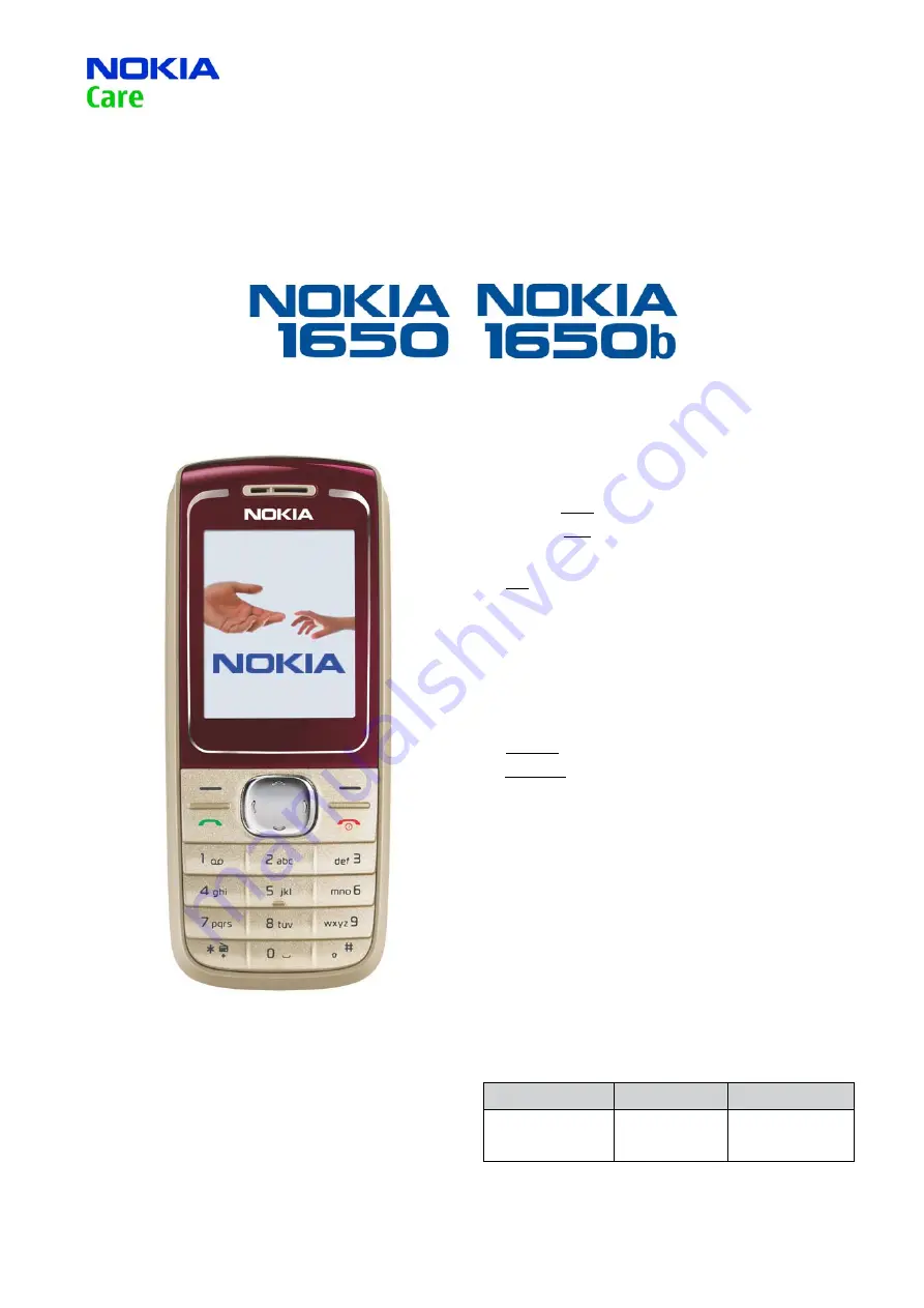 Nokia 1650 RM-305 Скачать руководство пользователя страница 1