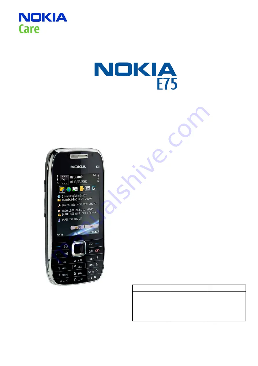 Nokia E75 Service Manual Download Page 1