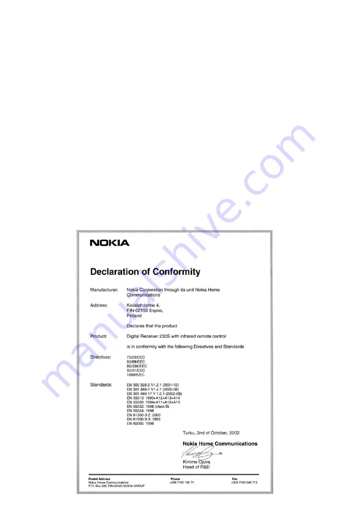 Nokia Mediamaster 230 S User Manual Download Page 2