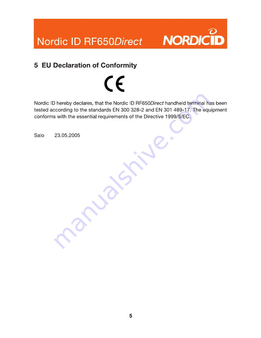 Nordic ID RF650 Direct User Manual Download Page 6