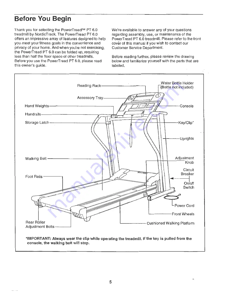 NordicTrack Powertread 6.0 Manual Download Page 5