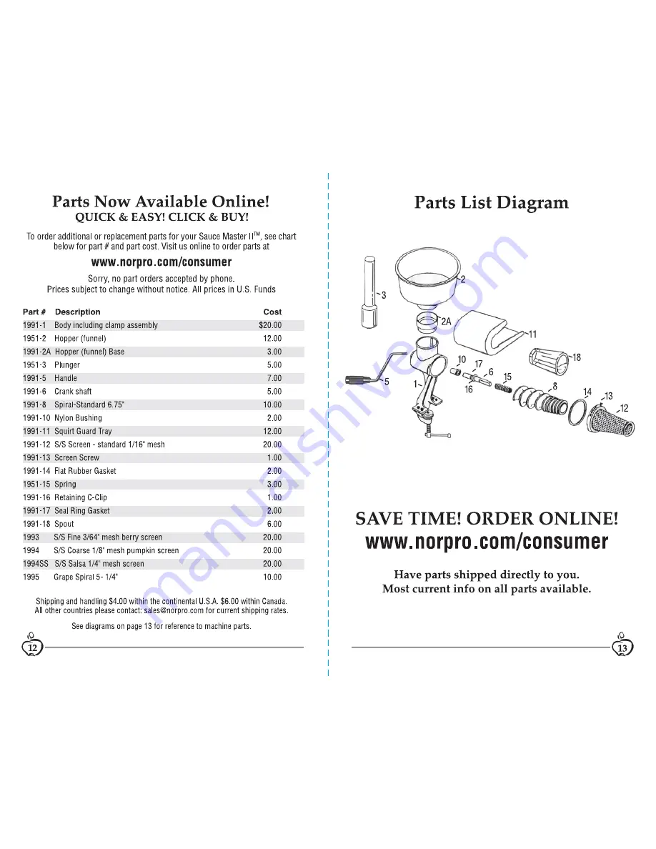 Norpro Sauce Master II Скачать руководство пользователя страница 7