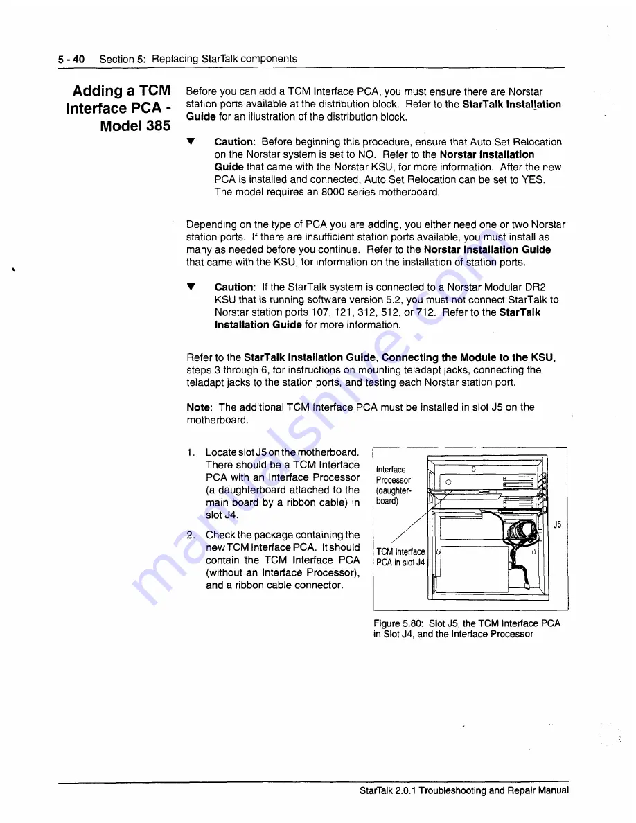 Norstar StarTalk Set Up And Operation Manual Download Page 481