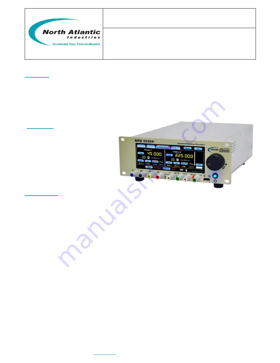 North Atlantic SRS 5330A Operation Manual Download Page 1