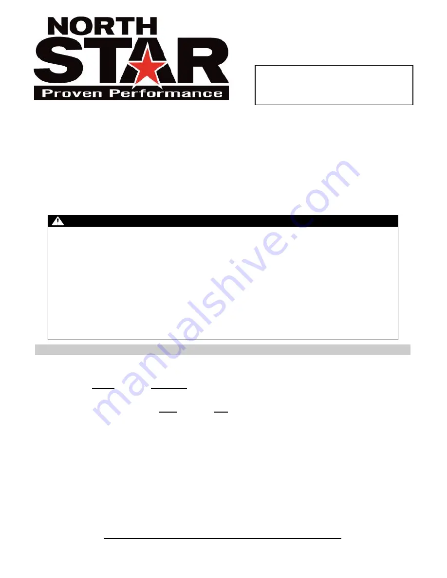 North Star 1572041 Owner'S Manual Download Page 1