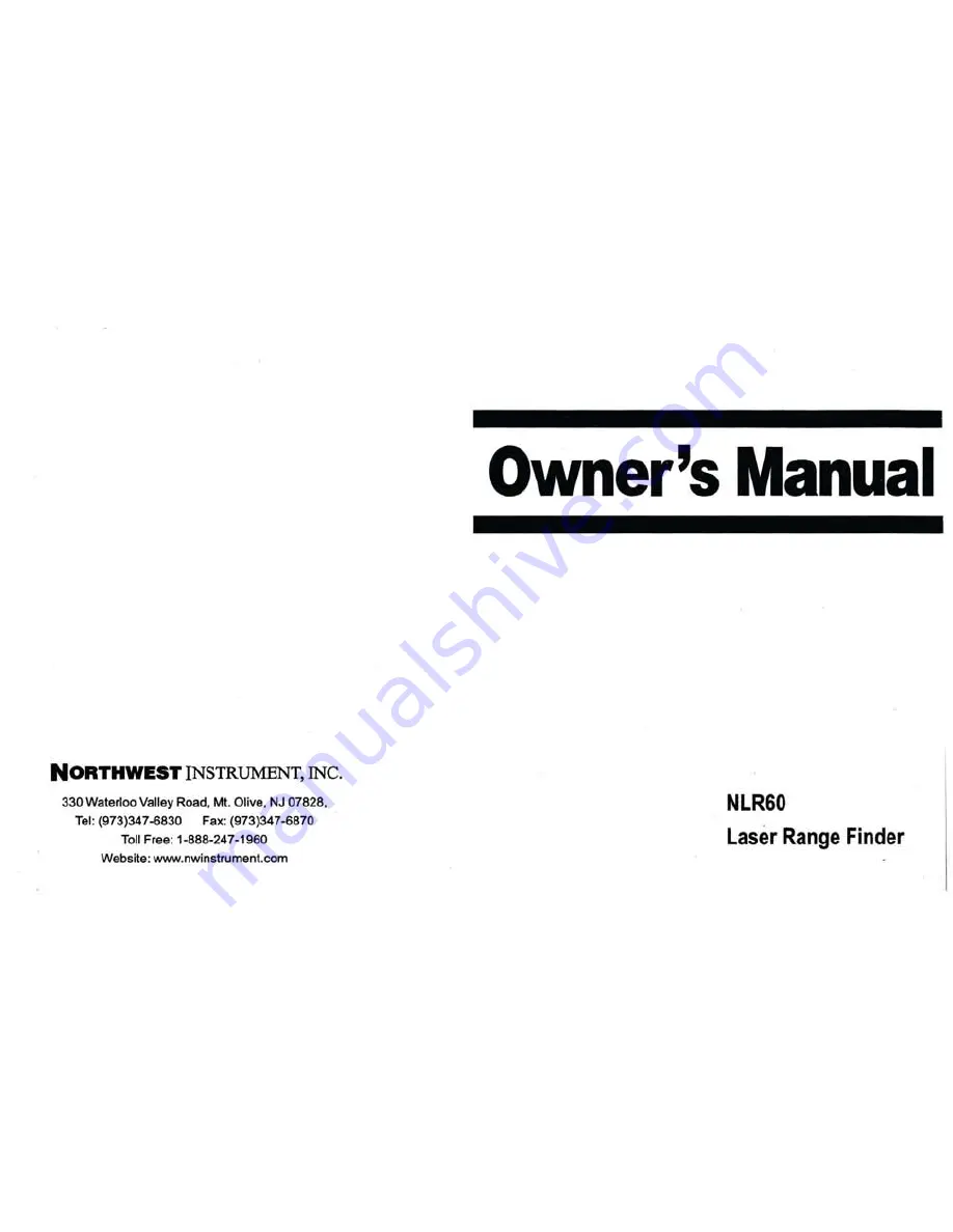 Northwest NLR60 Owner'S Manual Download Page 1