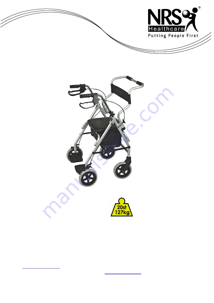 NRS Healthcare 2 in 1 Rollator and Transit Chair M58203 User Instructions Download Page 1