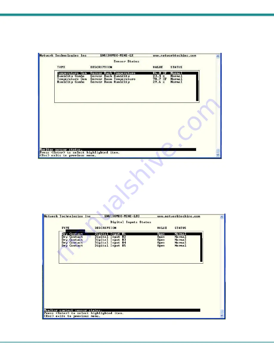 NTI ENVIROMUX-MINI-LXO Installation And Operation Manual Download Page 70