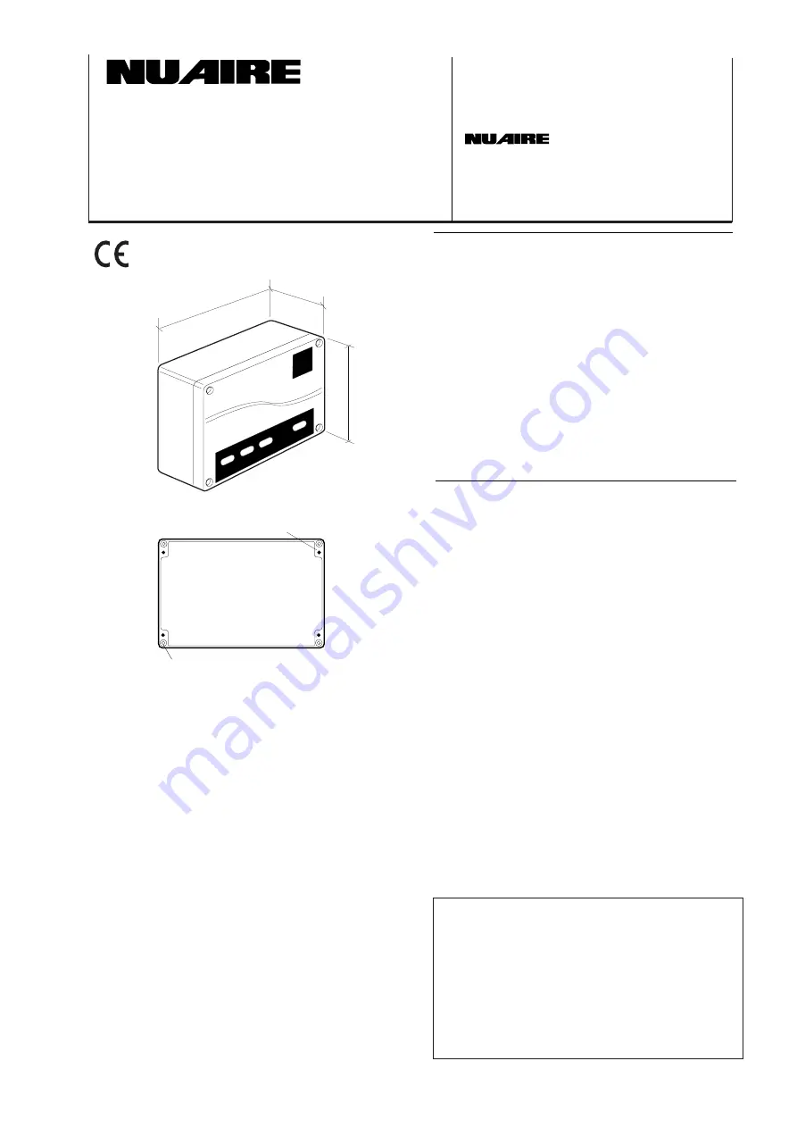 NuAire CT-A Installation And Maintenance Manual Download Page 1