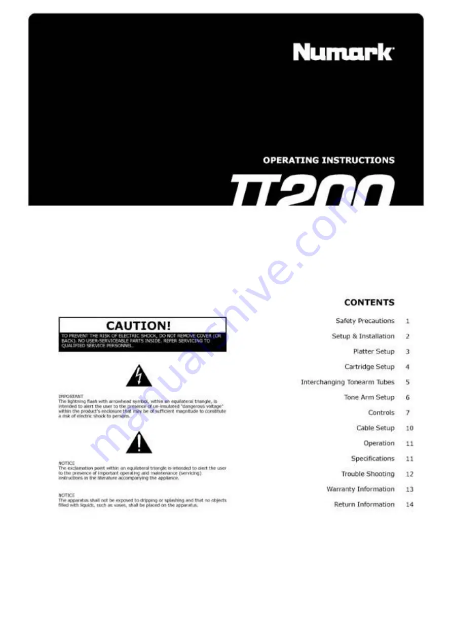 Numark II2200 Operating Instructions Manual Download Page 1