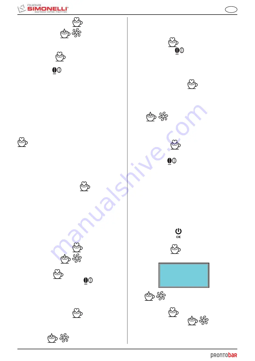 Nuova Simonelli PRONTOBAR Скачать руководство пользователя страница 22