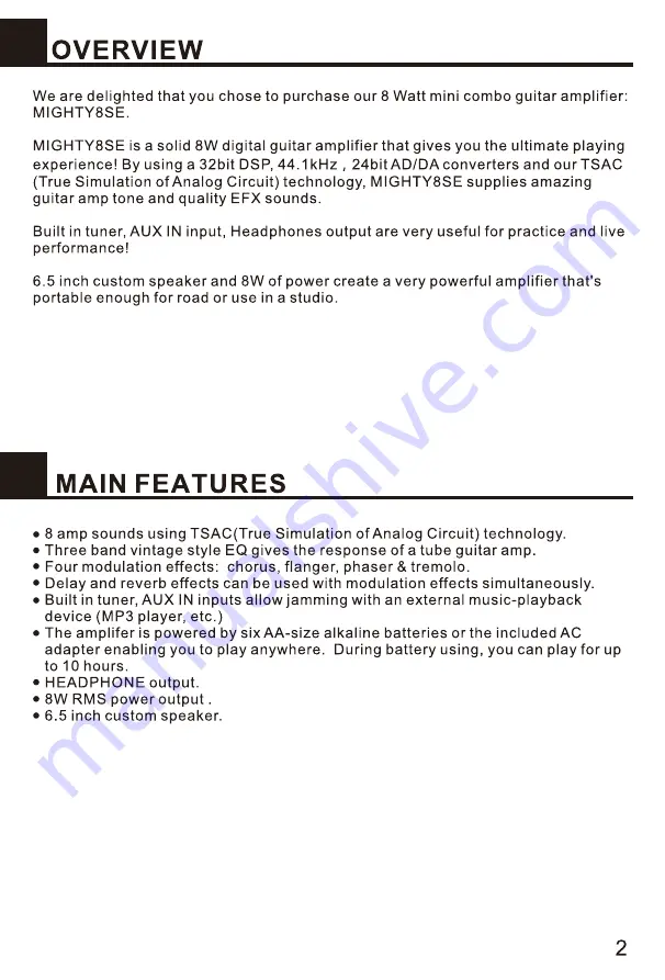 nux MUGHTY8SE Owner'S Manual Download Page 3