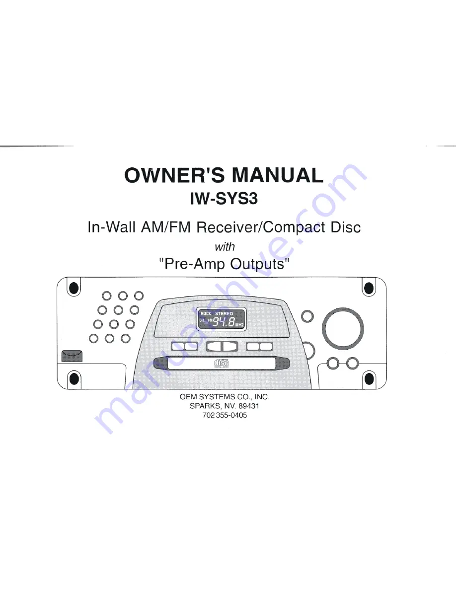 OEM IW-SYS3 Owner'S Manual Download Page 1