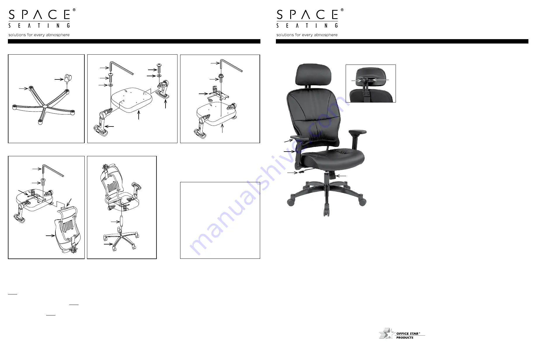 Office Star Products SPACE SEATING 32-E3371F3HL Operating Instructions Download Page 2