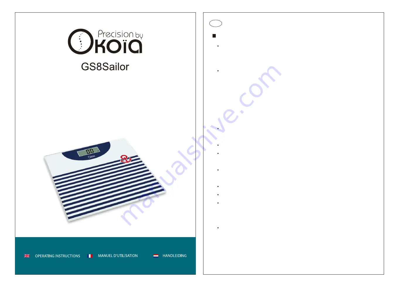 Okoia GS8Sailor Operating Instructions Manual Download Page 1