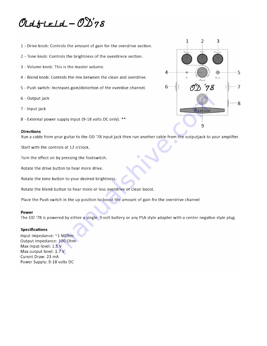 Oldfield OD’78 User Manual Download Page 1