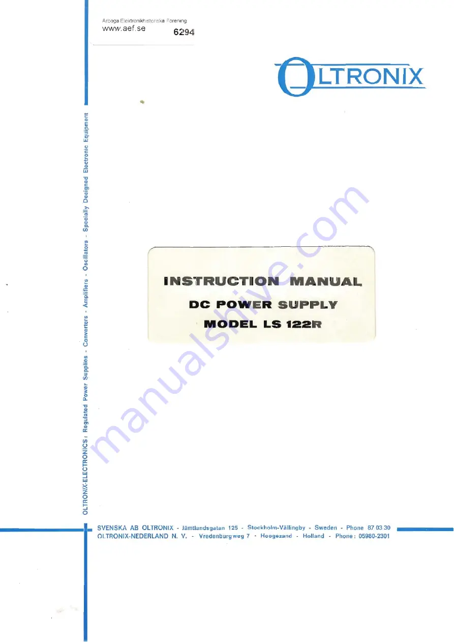 Oltronix LS 122R Instruction Manual Download Page 1