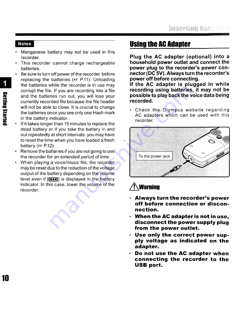 Olympus LS-10 - Linear PCM Recorder 2 GB Digital Voice Instructions Manual Download Page 10