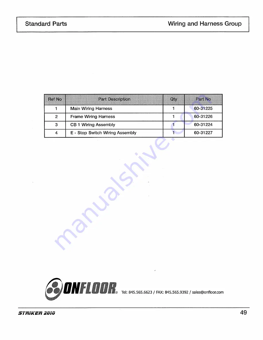 Onfloor Striker 2010 Operator'S Manual Download Page 72