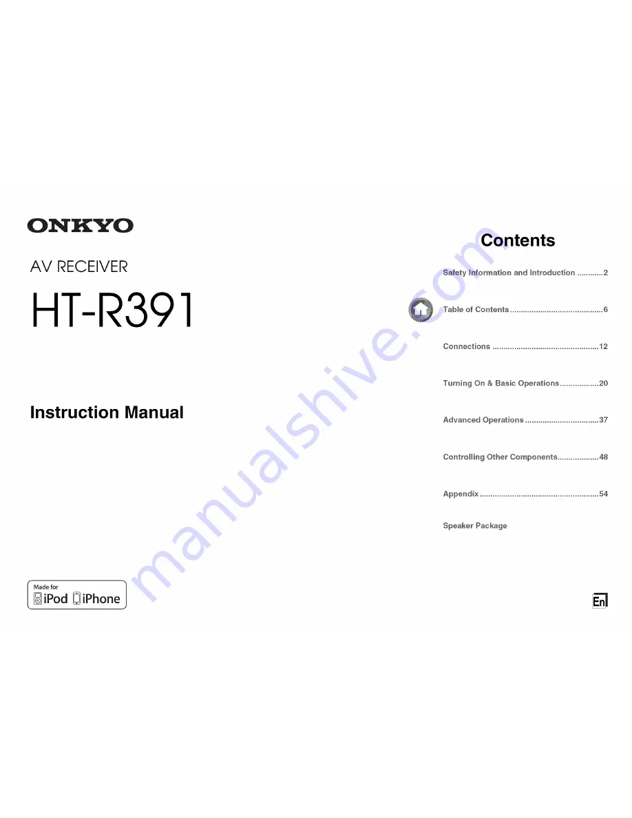 Onkyo HT-R391 Instruction Manual Download Page 1