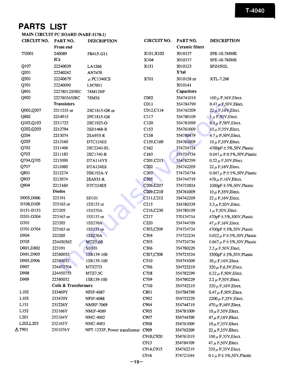 Onkyo T-4040 Service Manual Download Page 13