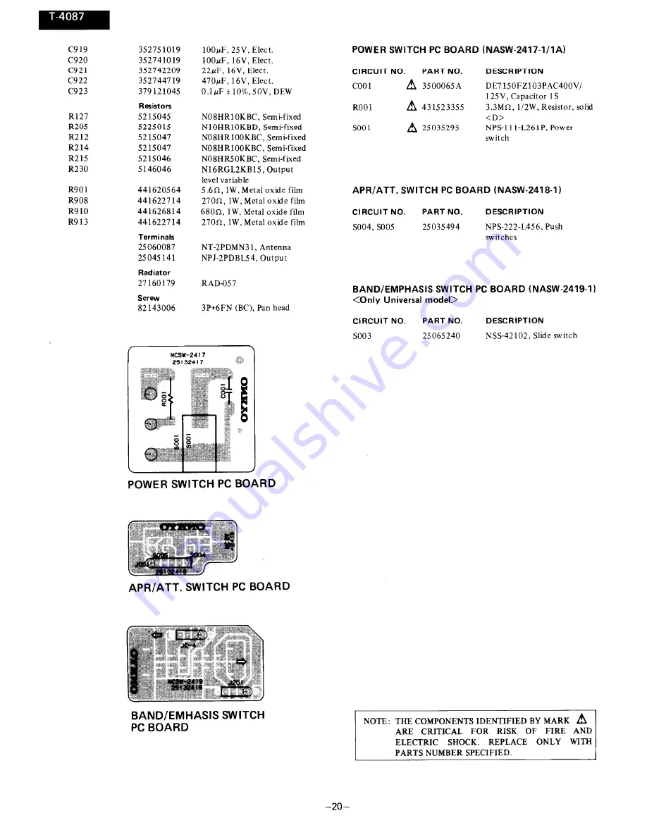 Onkyo T-4087 Service Manual Download Page 18