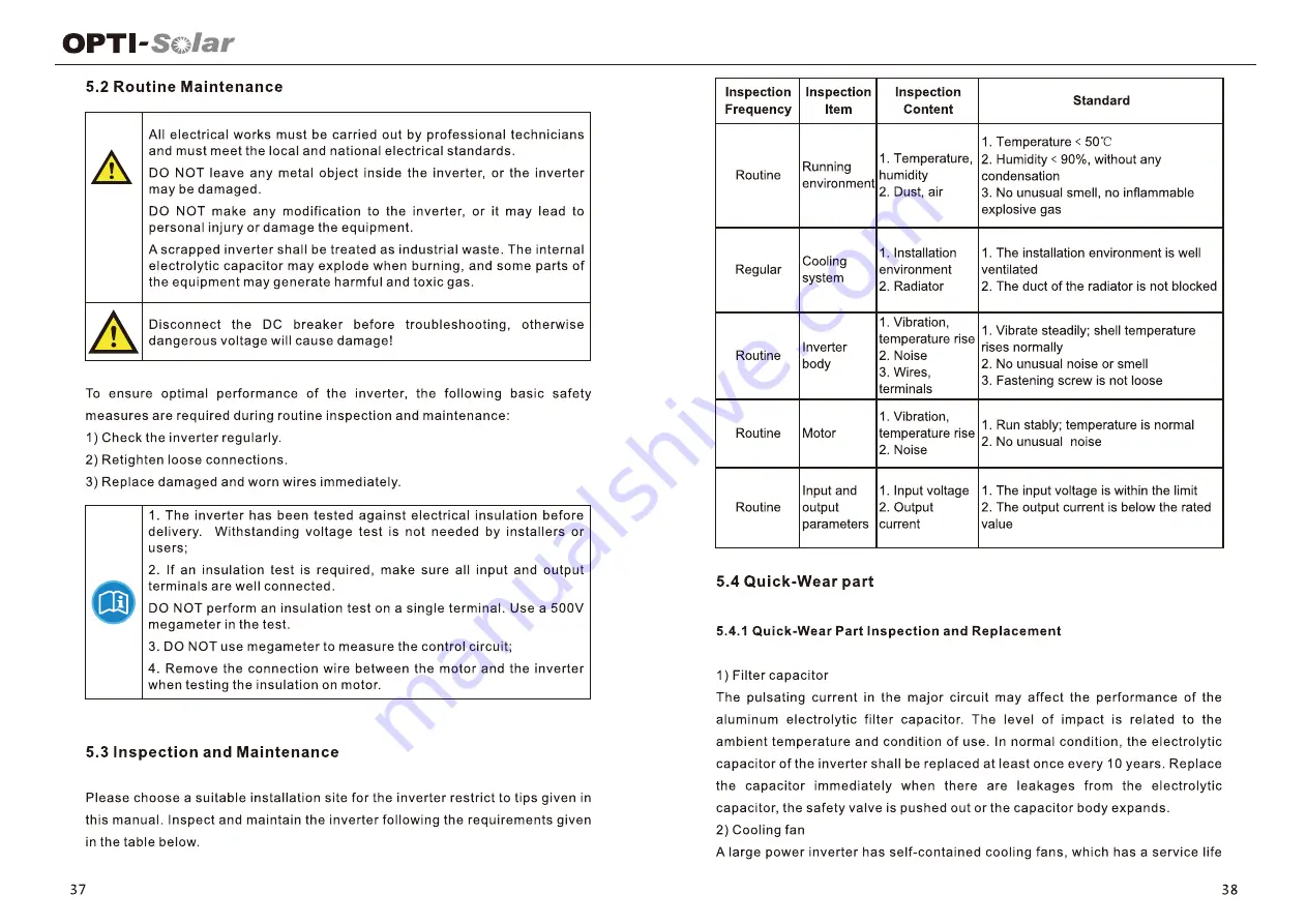 opti-solar Solar PV Pumping System Installation And Operation Manual Download Page 20