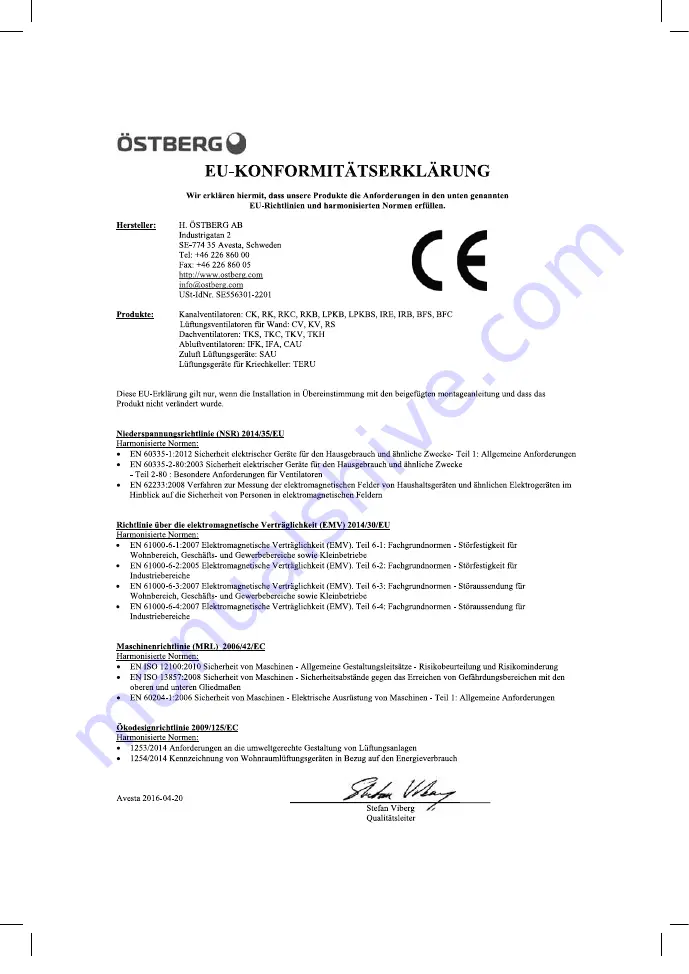 OSTBERG AC Directions For Use Manual Download Page 8