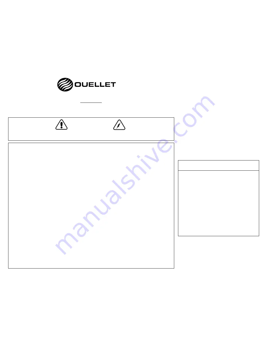 Ouellet OCH-WB Series Installation And Maintenance Instructions Download Page 1