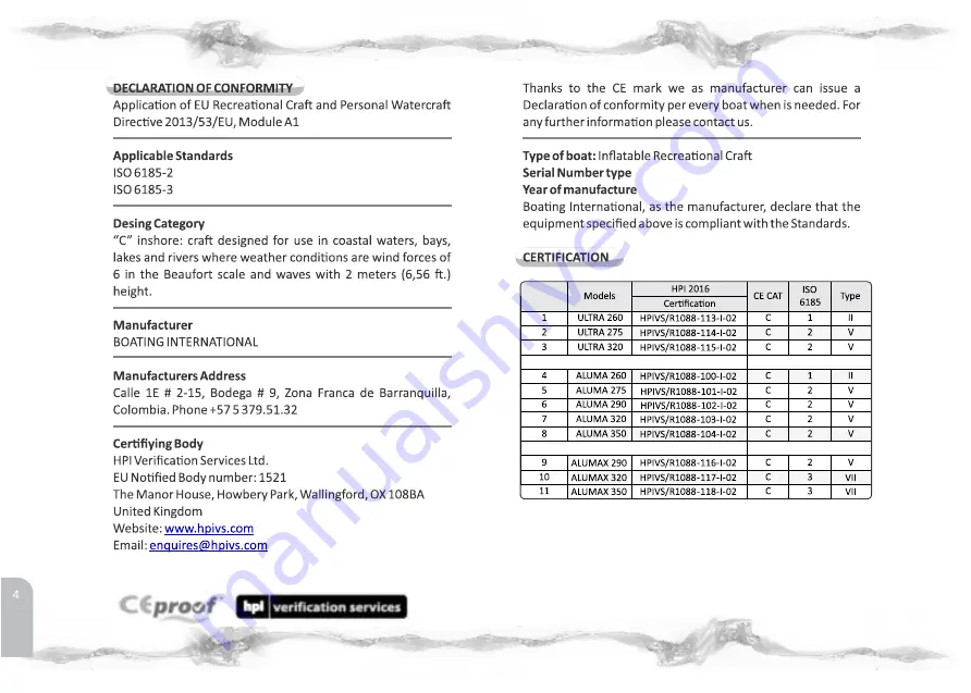 Oxxean ALUMA 260 Owner'S Manual Download Page 6