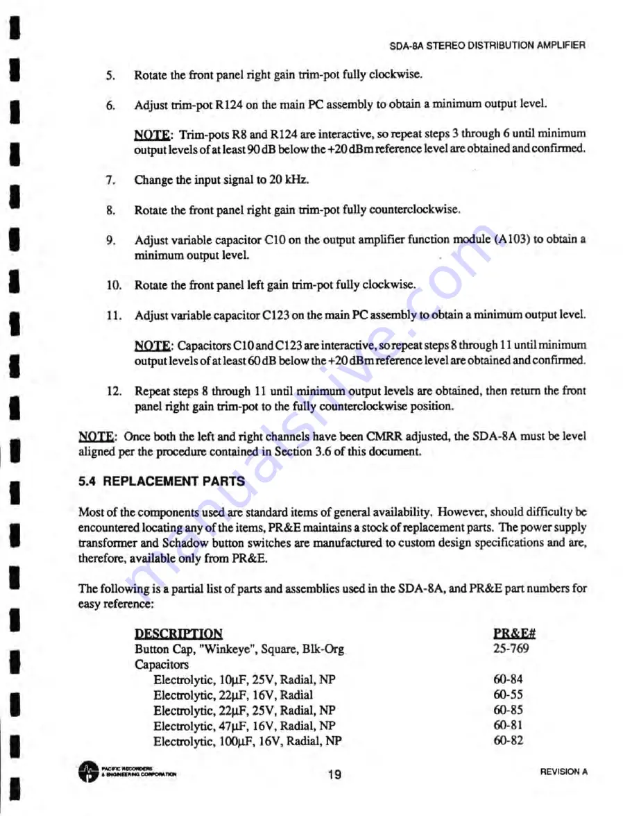 Pacific Recorders & Engineering SDA-8A Technical Manual Download Page 23