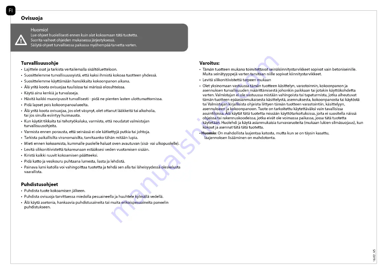 Palram Aquila 1500 Manual Download Page 12