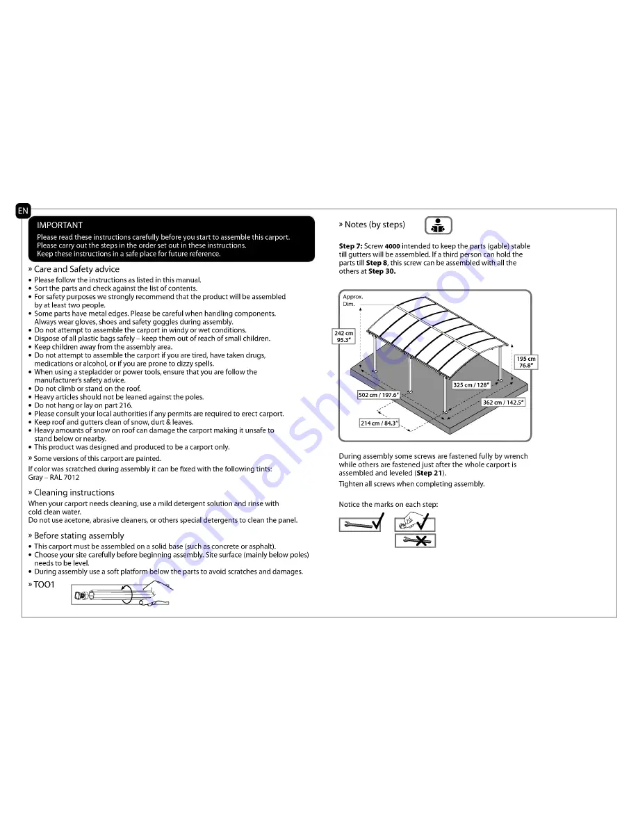 Palram Arcadia 5000 Carport Скачать руководство пользователя страница 2