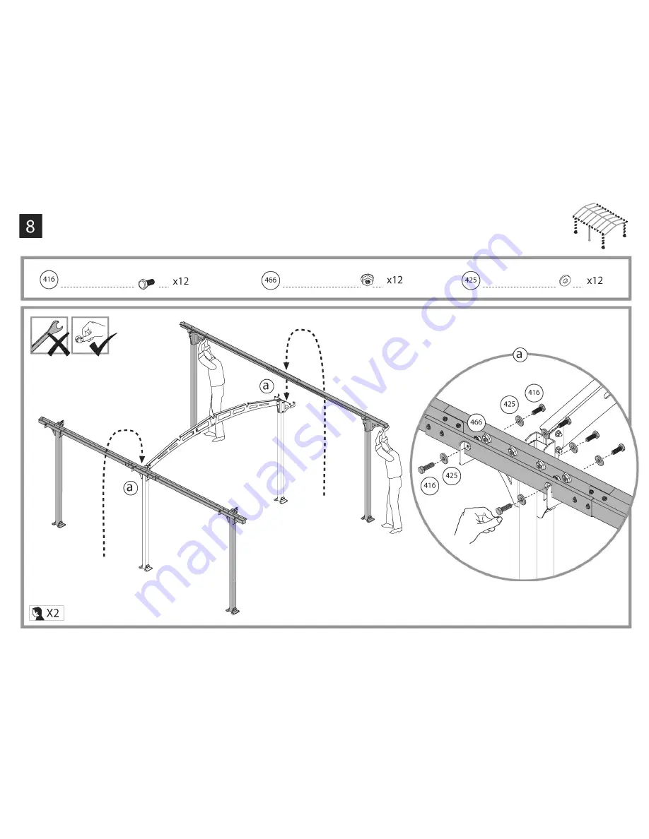 Palram Arcadia 5000 Carport Assembly Instructions Manual Download Page 20