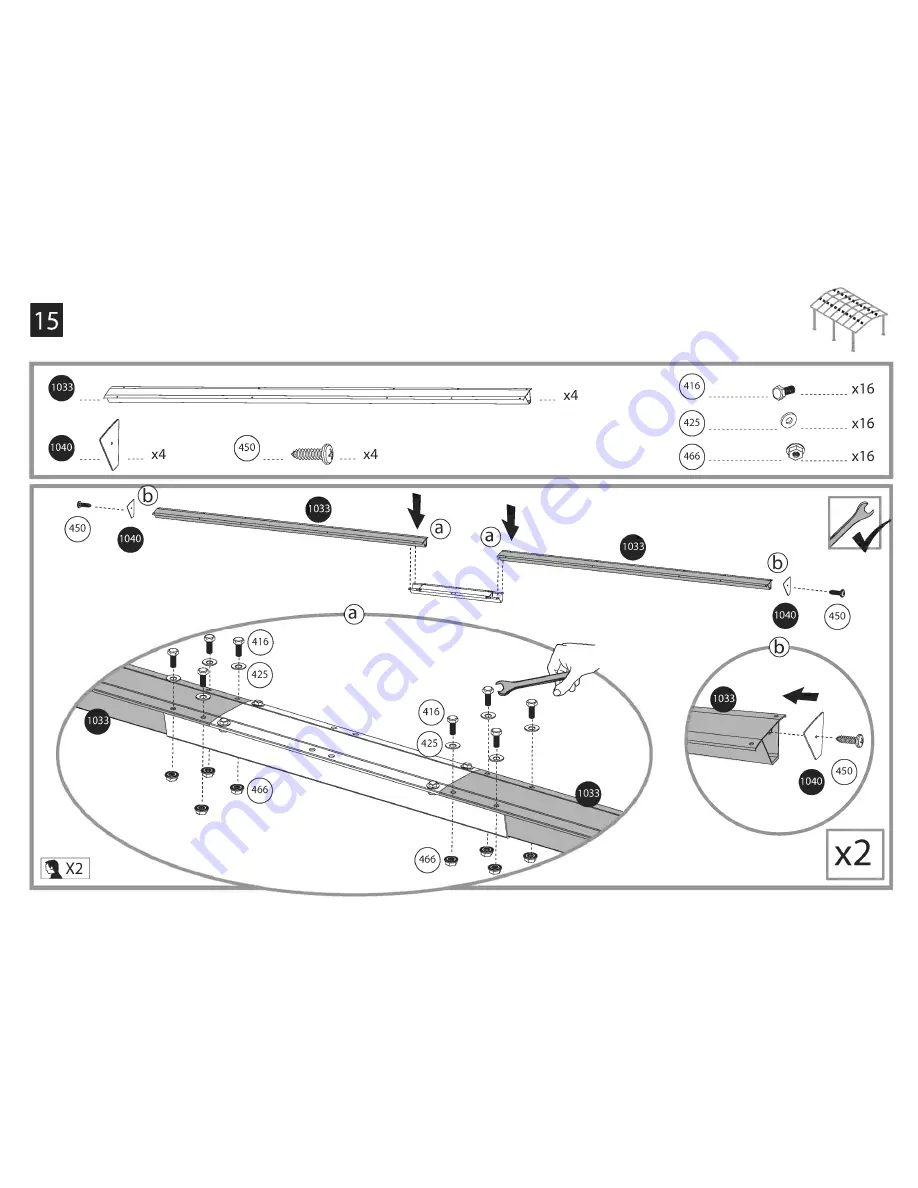 Palram Arcadia 5000 Carport Assembly Instructions Manual Download Page 27