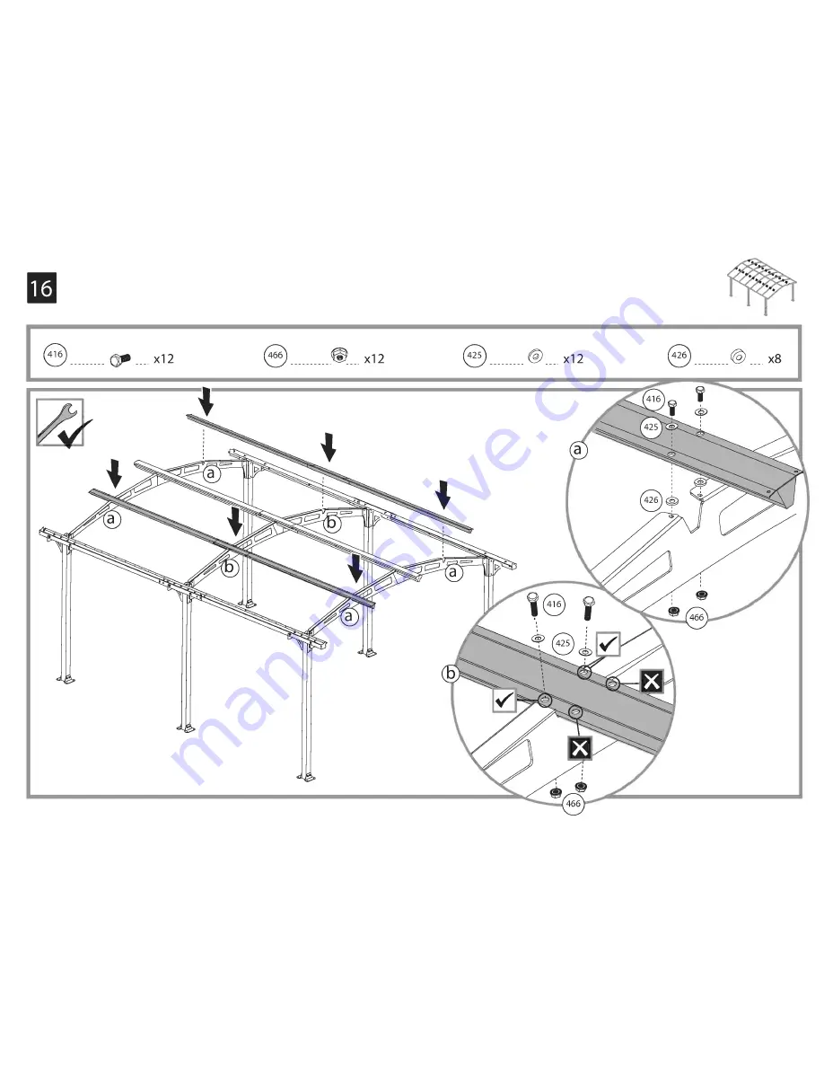 Palram Arcadia 5000 Carport Assembly Instructions Manual Download Page 28