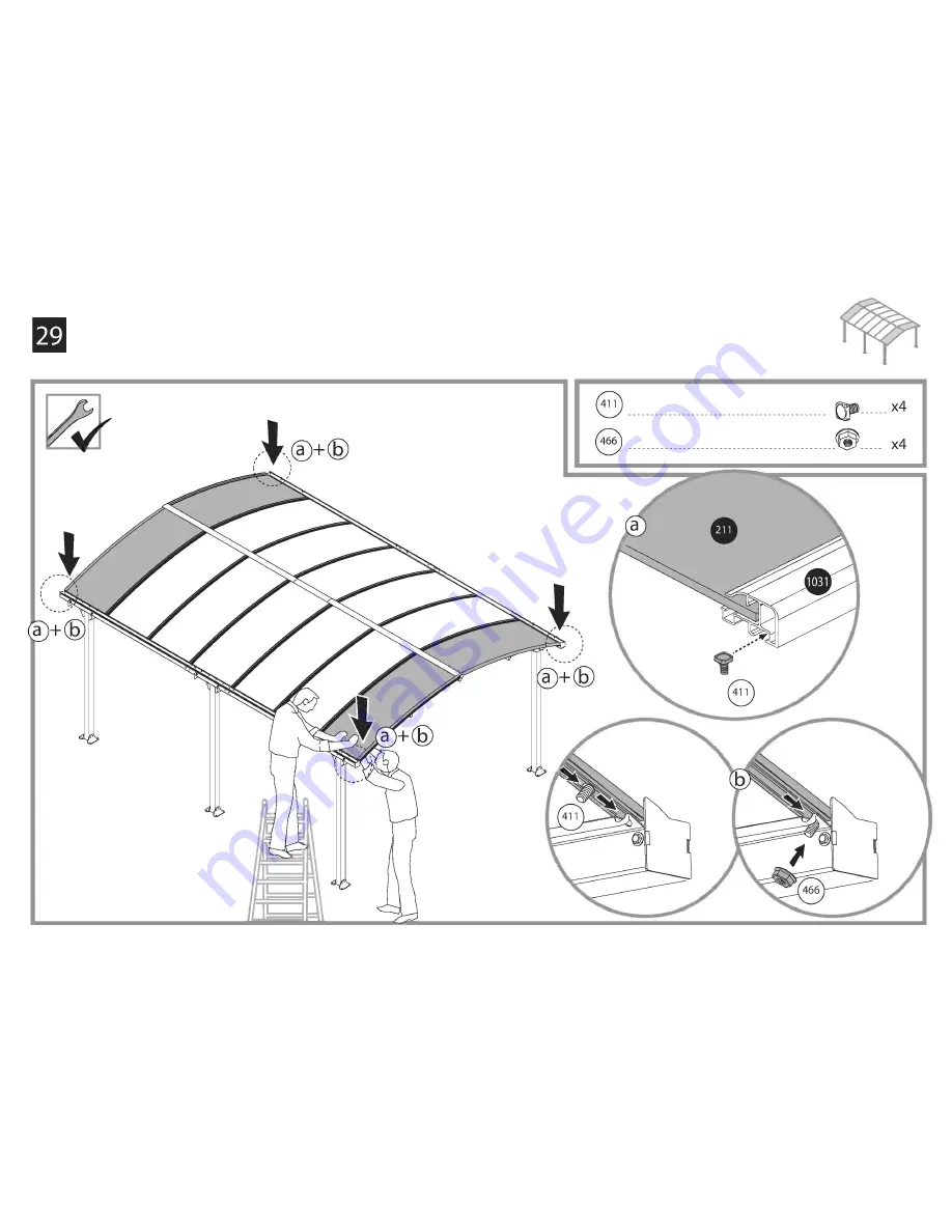 Palram Arcadia 5000 Carport Assembly Instructions Manual Download Page 41