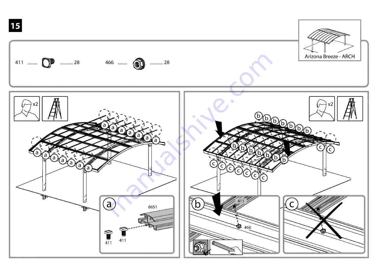 Palram Arizona Carport EZ Link Kit Manual Download Page 24